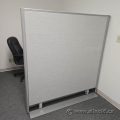 Grey Fabric and Metal Panel Divider Wall 67" H